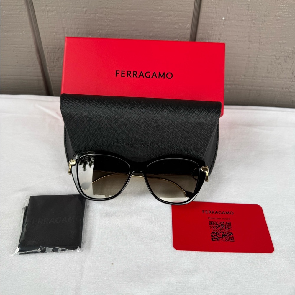 Salvatore Ferragamo Black and Gold Sunglasses